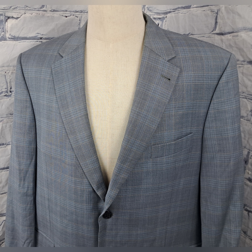 Tommy Hilfiger Men's Blazer Sport Coat Jacket Gray Check Virgin Wool Canada 44L